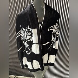 Cocoon House Vintage Art-to-Wear Black Velvet Kimono Scarf | Picasso-Inspired